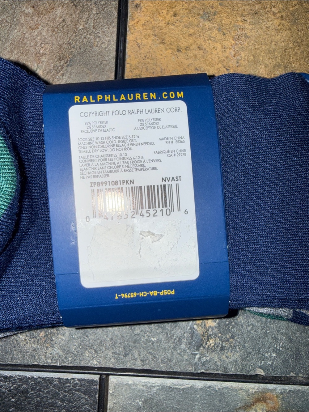 Polo by Ralph Lauren Argyle Dress Socks - Navy, Gray, Green, Red (3 Pairs) - Picture 3 of 5